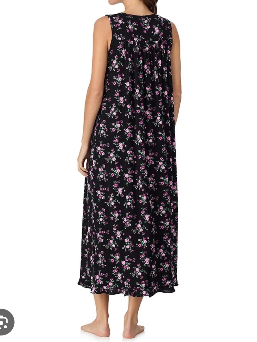 Eileen West Black Model With Lovely Floral Nightgown In Numerous Sizes - Picture 3 of 8